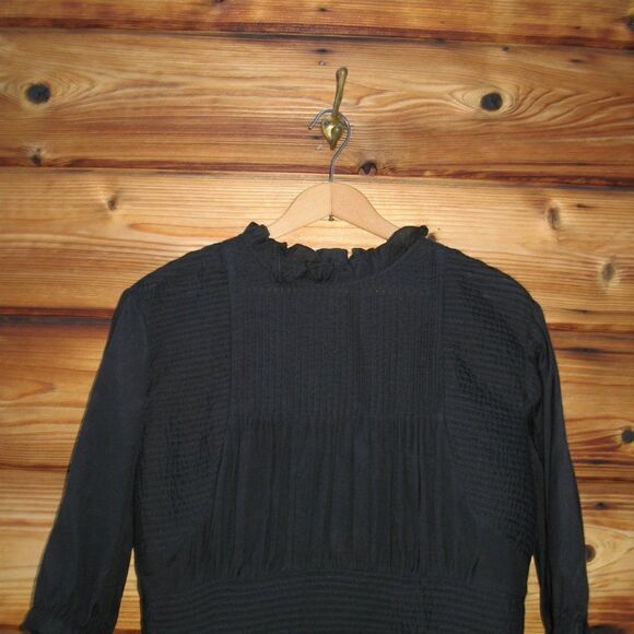 Something Navy Black Pleated Blouse Top - Picture 5 of 9